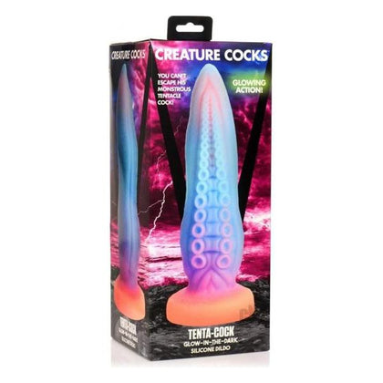 Creature Cocks Tenta Cock Gitd - Premium Silicone Glow-in-the-Dark Tentacle Dildo - Model TCG-001 - Unisex - Girthy Pleasure - Blue/Purple/Orange