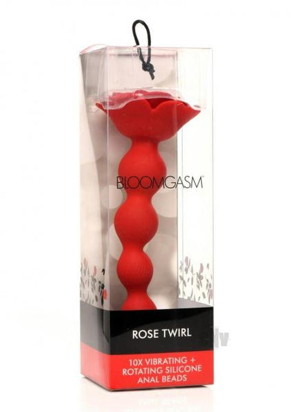 Elevate your intimate experiences with the premium Bloomgasm Rose Twirl Red Vibrating & Rotating Anal Beads for Her. (Model: Rose Twirl Red, BGT-001)