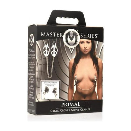 Ms Primal Spiked Clover Nipple Clamps - Intense Pressure Metal Nipple Clamps Model: Clover 5000B - Female Nipple Stimulation in Silver - Adult Naughty Store