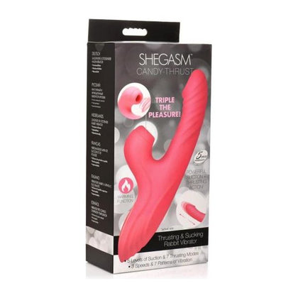 Introducing the Shegasm Candy Thrust Rabbit Vibrator – Model XR101, a Luxurious Pink Dual Stimulation Toy for Women