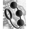 Tom of Finland Weighted Balls Cock Ring - Model TFWB-001 - Male Anal Stimulation and Erection Enhancement - Black - Adult Naughty Store