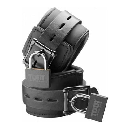 Tom of Finland Neoprene Wrist Cuffs with Locks - Model NWC-001, Unisex Bondage Restraints for Sensual Play - Black