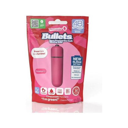 Screaming O 4B Bullet Vibrating Sex Toy - Model 4B-Strawberry Red - Intense Stimulation for Enhanced Pleasure - Unisex, Targeted for Deep Satisfaction