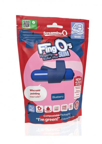4B FingO Slim Blueberry Finger Vibe - Powerful 6-Function Waterproof Silicone Mini Vibrator for Enhanced Pleasure