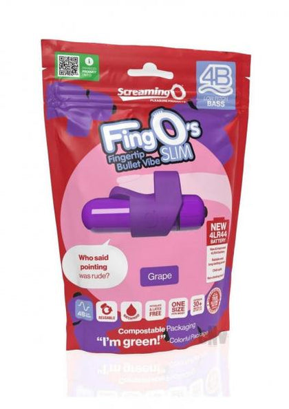 4B FingO Slim Grape Silicone Finger Vibe - Powerful 6-Function Waterproof Mini Vibrator for Intimate Pleasure