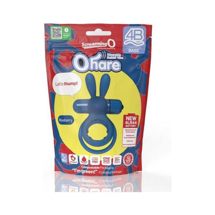 Screaming O 4B Ohare Blueberry - Powerful Rabbit Vibrating Cock Ring for Targeted Stimulation and Comfort-Fit