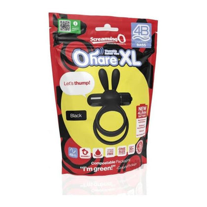 Screaming O 4B Ohare XL Black Silicone Rabbit Vibrating Cock Ring - Enhanced Pleasure for All Genders