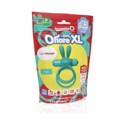 Screaming O 4B Ohare XL Silicone Rabbit Vibrating Cock Ring - Enhanced Pleasure for Him and Her - Kiwi Green