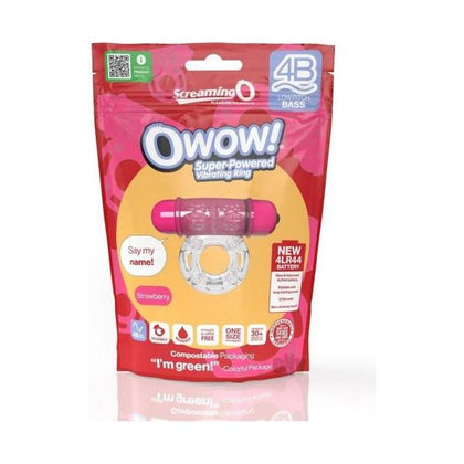 Screaming O 4B OWow Vibrating Ring - The Ultimate Couples Pleasure Enhancer - Model 4BOWOW-001 - Unisex - Intense Stimulation for Enhanced Pleasure - Strawberry Red