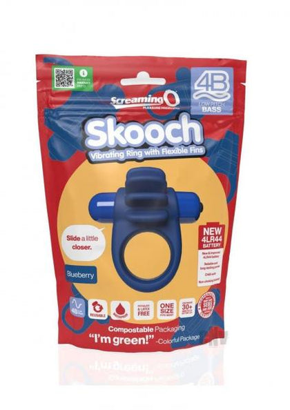 4B Skooch Blueberry Vibrating Cock Ring - Model 4B - For Couples - Clitoral Stimulation - True Silicone - Waterproof
