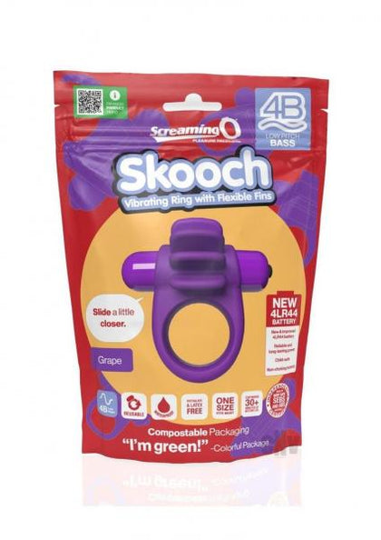 4B Skooch Grape Vibrating Cock Ring - Model 4B-GR01 - Male Pleasure - Clitoral Stimulation - Purple