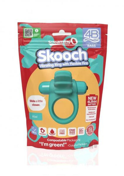 4B Skooch Kiwi - Vibrating Cock Ring with 6 Functions, True Silicone, Waterproof, Green