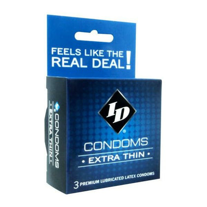 ID Extra Thin Condom 3 Pack Latex Condoms - Sensational Pleasure for All Genders in a Sleek and Safe Design - Adult Naughty Store