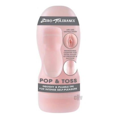 ZT Pop and Toss Vanilla - Lifelike Vagina Stroker Sleeve - Model ZT-PT-001 - Male Pleasure - Soft and Stretchy - Waterproof - Submersible - Phthalate and Latex Free - Adult Naughty Store