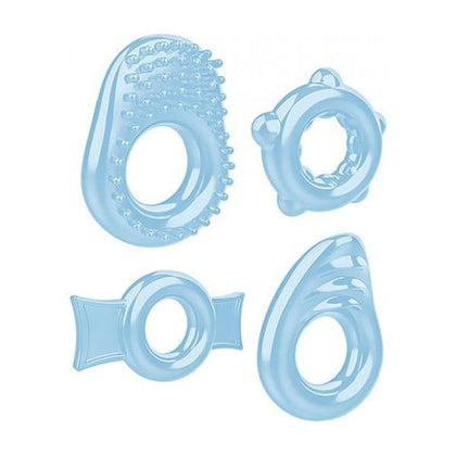 Zero Tolerance Toys Ring A Ding Ding 4 Cock Rings Blue - Enhance Pleasure with Versatile Textures for Stronger, Longer Lasting Erections