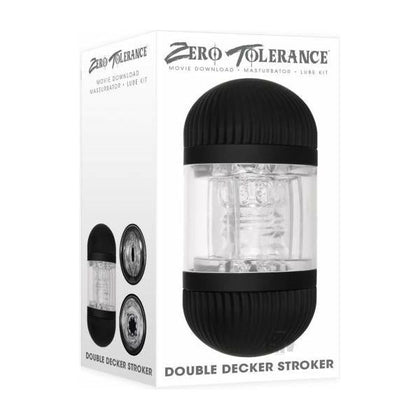 Zero Tolerance Double Decker Stroker Black - Two-in-One Dual-Ended Male Masturbator for Enhanced Pleasure