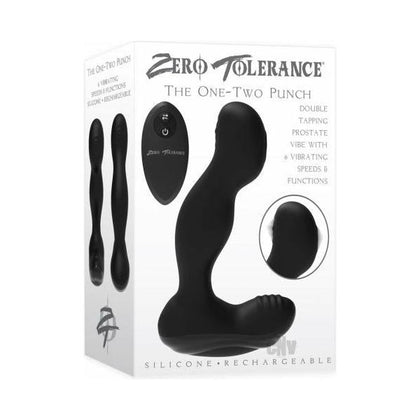 ZT One Two Punch Black Prostate Pleaser Vibrating Remote Control Sex Toy - Model ZTPP-001 - For Men - Intense P-Spot and Perineum Stimulation - Gloss Black
