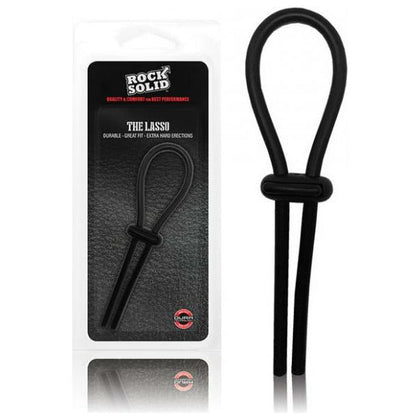 Rock Solid Lasso Cock Ring Black - Adjustable Silicone Cord, Secure Lock System, Dura Technology - Enhance Performance and Pleasure for All Genders - Adult Naughty Store