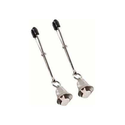 Introducing the Bell Nipple Clamps With Tweezer Tip - The Ultimate Pleasure Enhancer for All Genders in Exquisite Black - Adult Naughty Store