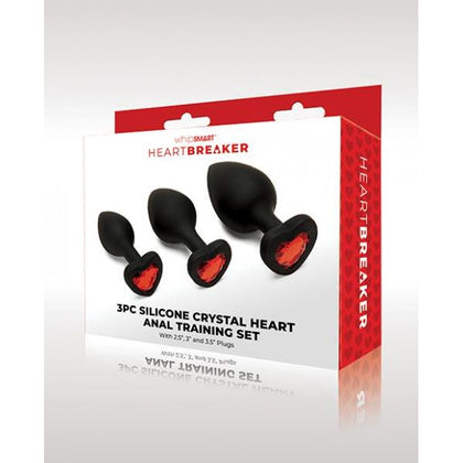 Whipsmart Heartbreaker 3 Piece Crystal Heart Anal Training Set - Black/Red