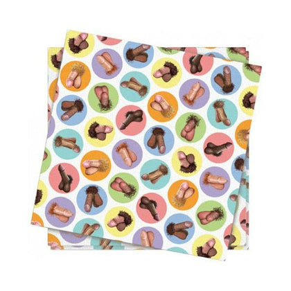 Candyprints Mini Penis Napkins Pack of 8 - Fun and Colorful Adult Party Cocktail Napkins