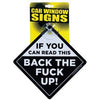 Kalan Explicit Language Car Window Sign - Assertive Reminder to Tailgaters - Adult Naughty Store