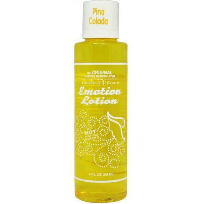 Emotion Lotion - Pina Colada Flavored Edible Warming Massage Lotion for Sensational Pleasure - 3.38 oz, Condom-Compatible, Water-Based - Non-Gender Specific - Intimate Pleasure Enhancer in a Delicious Tropical Hue