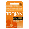 Trojan Ultra Ribbed Lubricated Condoms 3 Pack - Premium Latex Ribbed Condoms for Intense Stimulation - Model TUR-3 - For Men - Enhances Pleasure - Clear