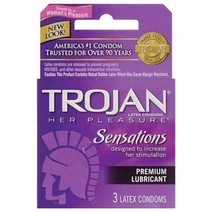Trojan Ribbed Latex Condoms - Pleasure Enhancing Sensation for Him and Her - 3 Pack