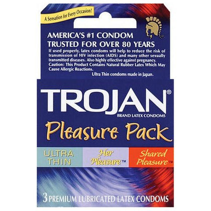 Trojan Pleasure Pack 3-Pack: Enhance Intimacy with Ultra Thin, Her Pleasure, and Shared Pleasure Condoms for Ultimate Pleasure and Protection