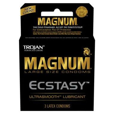 Trojan Magnum Ecstasy XL Textured Lubricated Condoms - Model X3 | For Men | Enhanced Pleasure | Extra Comfort | Ultra-Smooth | Premium Latex | Electronically Tested