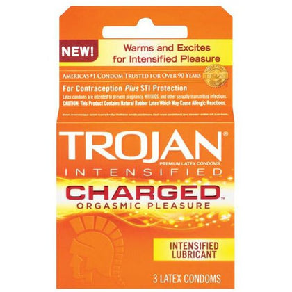 Trojan Charged Intensified Ribbed Latex Condoms - Pleasure Pack (3-Pack)