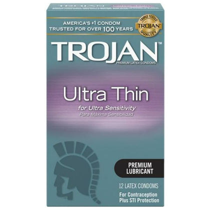 Trojan Sensitivity Ultra Thin Latex Condoms 12 Pack - The Ultimate Pleasure Guardian for Intense Sensitivity and Unmatched Protection