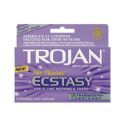 Trojan Her Pleasure ECSTASY Condoms - Intense Pleasure for Women - Box of 10