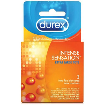 Durex Intense Sensation Extra Large Condoms Dots 3 Pack - Ultimate Pleasure for Him and Her in Stimulating Black