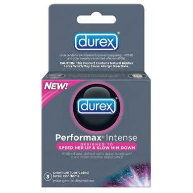 Durex Performax Intense Condoms - Enhance Pleasure and Extend Performance - Box of 3 - Adult Naughty Store