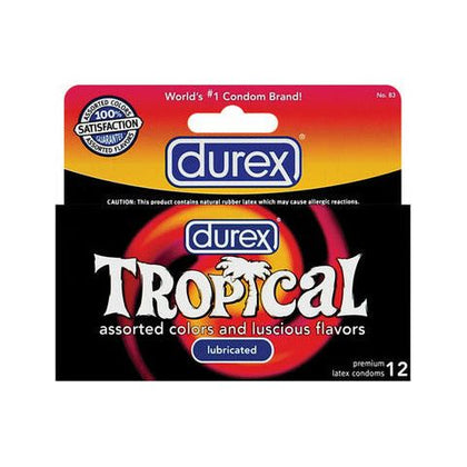 Durex Tropical Pleasure Pack Condoms - Assorted Flavors, Colors, and Scents - Box of 12