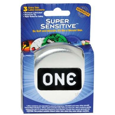 ONE Super Sensitive Condoms - Smooth Operator, Model S3, Ultra-Thin Latex, 3-Pack, Unisex, Enhanced Pleasure, Clear