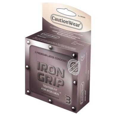 Caution Wear Iron Grip Snug Fit Condoms - Model IG-3 - Male - Enhanced Pleasure - Transparent