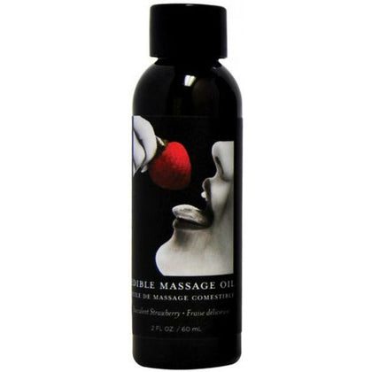 Earthly Body Edible Massage Oil - Strawberry Flavored 2oz - Skin-Nourishing Formula - Professional Slip - Moisturizing and Conditioning - Made in the USA