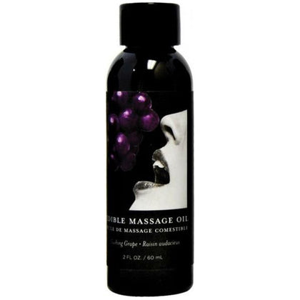Earthly Body Edible Massage Oil - Grape Flavored Sensual Skin Care Moisturizer - 2oz Bottle - Made in USA