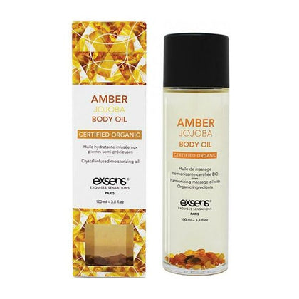 Exsens Organic Amber Jojoba Crystal Body Oil - Nourishing Botanical Blend for Skin and Hair