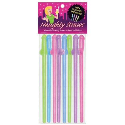 Kheper Games Naughty Straws Glow in the Dark Penis Straws - Fun and Flirty Vibrant Colored Party Accessories for Adults - Adult Naughty Store