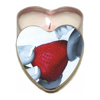 Introducing the Sensual Senses Edible Heart Candle - Strawberry: A Luxurious 4 oz Suntouched Candle, Massage Oil, and Moisturizer in One!