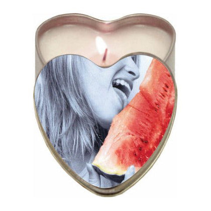 Introducing the SensualScents™ Watermelon Delight Edible Heart Candle - Aromatic Massage Oil and Sensual Pleasure Enhancer