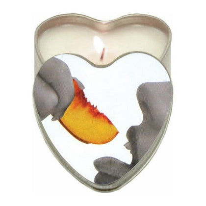 Intimate Pleasures: Suntouched Peach Edible Heart Candle - Massage Oil, Model HCM-4, for All Genders, Sensuous Pleasure, Peach Color