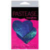 Pastease Liquid Blue Spectrum Heart Nipple Pasties - O-S, Pleather Lingerie, Model X1, Unisex, Nipple Pleasure, 3