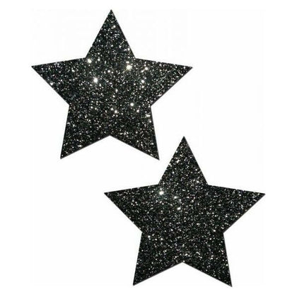 Rockstar Black Glitter Star Pasties O-S: Sparkling Starry Delight for Alluring Nipples (Model RS-001, Unisex, Waterproof, One Size)