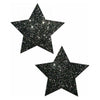 Rockstar Black Glitter Star Pasties O-S: Sparkling Starry Delight for Alluring Nipples (Model RS-001, Unisex, Waterproof, One Size) - Adult Naughty Store