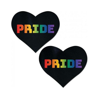 Pastease Pride Rainbow Black O-S - Heart-Shaped Nipple Pasties for Women, Men, and Non-Binary Individuals - Handcrafted in the USA - Latex-Free, Waterproof Adhesive - Perfect for Concealing o - Adult Naughty Store